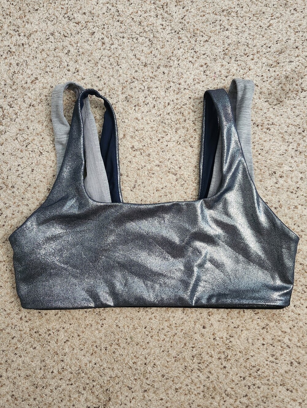 PINK Victoria's Secret Metallic Silver Sports Bra